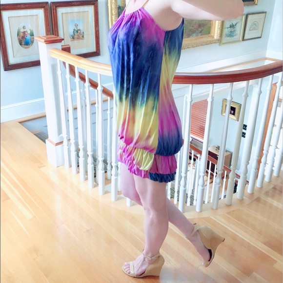 ❌SOLD❌ ★LIKE NEW★ Tie Dyed Mini Dress, PINK YELLOW PURPLE - Picture 7 of 14